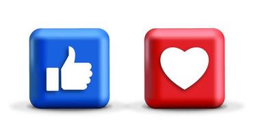 Thumb up and heart icon. Vector like and love icon. Like and love button. Vector illustration