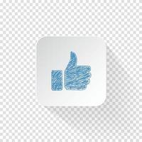 Thumbs up sketch icon for web and mobile. Hand drawn vector thumbs up icon. Vector illustration