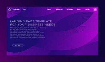 Landing page template with modern wave curve for business website design. Eps10 vector illustration