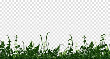 Vector bright green realistic seamless grass border isolated background. Vector illustration