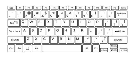 plantilla de diseño de botón de teclado de computadora con letras para uso gráfico. ilustración vectorial vector