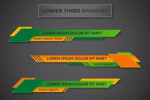 Three geometric lower third banners set design. Modern geometric lower third banner template design. Colorful lower thirds set template vector