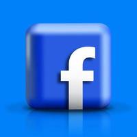 Facebook icon. 3D Social media icon. Vector Illustration
