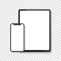 Realistic Tablet and Smartphone. Set of Device Mockup Separate Groups and Layers. New Easily Editable Vector. vector