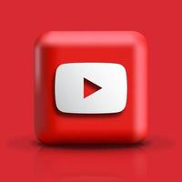 Youtube icon. 3D Social media icon. Vector Illustration