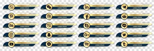 Golden social media web lower third banners template design. Vector illustration