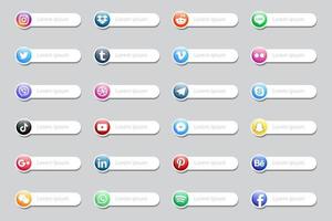Set popular social media icons. Facebook, instagram, twitter, youtube, pinterest, behance, google plus, linkedin, whatsapp, snapchat and many more. Editorial vector
