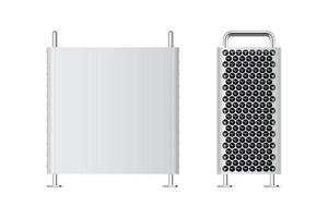 Realistic new technology computer. front and side view computer with grated cheese style. Premium Vector