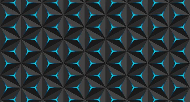 Volumetric polygonal black pattern. Vector luxury abstract black background. Repeating geometric.