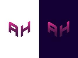 Initial letter AH minimalist and modern 3D logo design vector