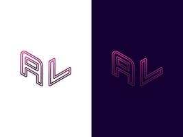 Initial letter AL minimalist and modern 3D logo design vector