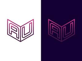 Initial letter AU minimalist and modern 3D logo design vector