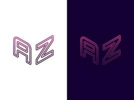 Initial letter AZ minimalist and modern 3D logo design vector