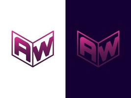 Initial letter AW minimalist and modern 3D logo design vector