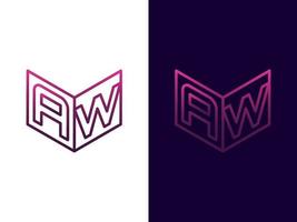 Initial letter AW minimalist and modern 3D logo design vector