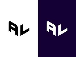 Initial letter AL minimalist and modern 3D logo design vector
