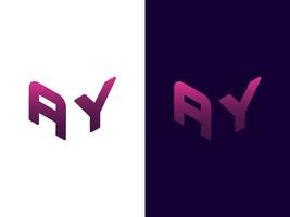 Initial letter AY minimalist and modern 3D logo design vector