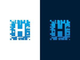letra inicial h y diseño de logotipo de vector de tarjeta chip