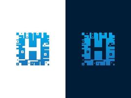Initial letter H and chip card vector logo design