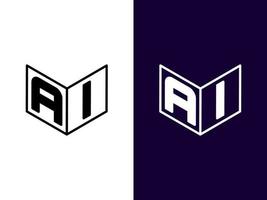 Initial letter AI minimalist and modern 3D logo design vector