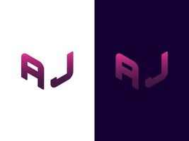 Initial letter AJ minimalist and modern 3D logo design vector