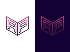 Initial letter AP minimalist and modern 3D logo design vector