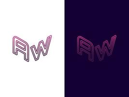 Initial letter AW minimalist and modern 3D logo design vector