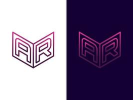 Initial letter AR minimalist and modern 3D logo design vector