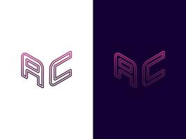 Initial letter AC minimalist modern 3D logo design vector