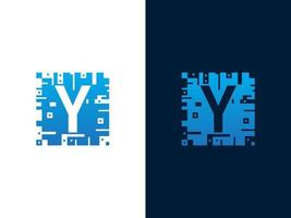 Initial letter Y and chip card vector logo design