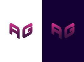 Initial letter AG minimalist modern 3D logo design vector