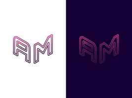 Initial letter AM minimalist and modern 3D logo design vector