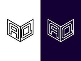 letra inicial aq diseño de logotipo 3d minimalista y moderno vector