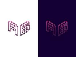 Initial letter AB minimalist modern 3D logo design vector