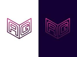 Initial letter AG minimalist modern 3D logo design vector