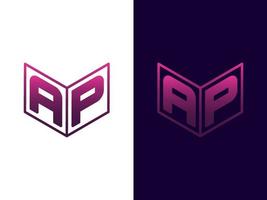 Initial letter AP minimalist and modern 3D logo design vector