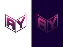 Initial letter AY minimalist and modern 3D logo design vector