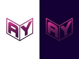 Initial letter AY minimalist and modern 3D logo design vector