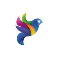 Bird colorful in white background, vector logo design editable