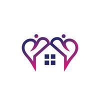 Combination Icon Love ,people and home with color gradient ,vector logo design as you editable vector