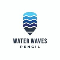 Pencil And Water Waves with flat minimalist style in background white  ,Designs Vector editable as you wish