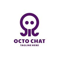 Chat combination with octopus in background white, vector logo design editable