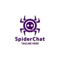 Spider combination with chat icon in background white , vector logo design editable