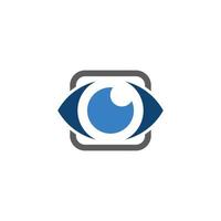 Camera combination with eyeball in white background, flat minimalist vector logo design