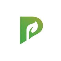 Letter P combination with Leaf in background white ,flat minimalist vector logo design