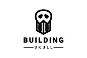 Vector logo Design Combination Building and Skull