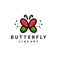 la caricatura del logotipo se crea al estilo de la línea de arte que forma la mariposa vector