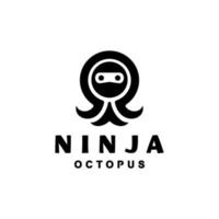 ninja de cara combinada y pulpo con estilo minimalista plano en fondo blanco, diseño de logotipo vectorial de plantilla editable vector