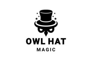 Double meaning logo design which forms owl hat magic vector