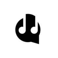 combinación de diseño de logotipo vectorial nota musical y chat vector